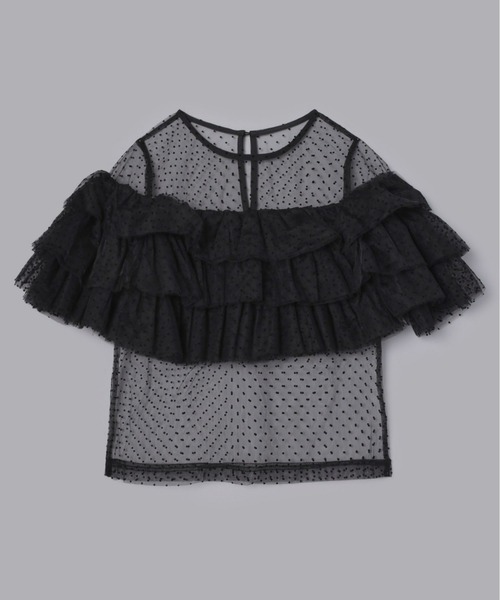 Olu.（オルドット）の「フロッキードットフリルトップス（シャツ/ブラウス・レディース・ブラック/ブルーグレー/ホワイト・FREE）」の16枚目の写真