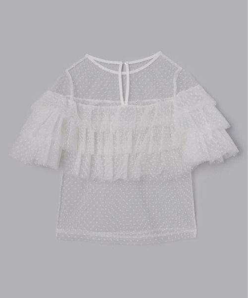 Olu.（オルドット）の「フロッキードットフリルトップス（シャツ/ブラウス・レディース・ブラック/ブルーグレー/ホワイト・FREE）」の22枚目の写真