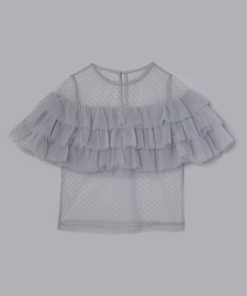 Olu.（オルドット）の「フロッキードットフリルトップス（シャツ/ブラウス・レディース・ブラック/ブルーグレー/ホワイト・FREE）」の15枚目の写真