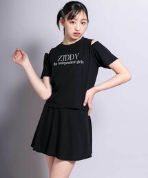 ZIDDY（ジディ）の「【 ニコ☆プチ 掲載 】肩開きラメTシャツ＆フレアーボトムセットアップ(130~160cm)（セットアップ・キッズ）」