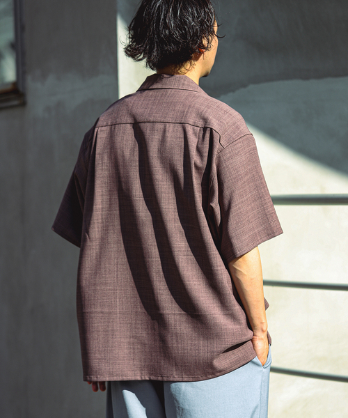 JOURNAL STANDARD relume（ジャーナルスタンダード　レリューム）の「TECH バスケット ウォッシャブル オープンカラーシャツ(セットアップ着用可）（シャツ/ブラウス・メンズ・チャコールグレー/ブラック/ウッド・LARGE/MEDIUM）」の10枚目の写真