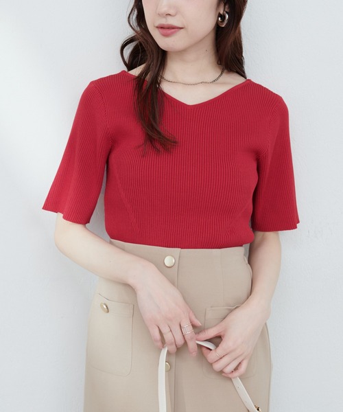 natural couture（ナチュラルクチュール）の「【ako】前後2WAYリブニットプルオーバー（ニット/セーター・レディース・モカ/オフホワイト/レッド/ブラック・FREE）」の4枚目の写真