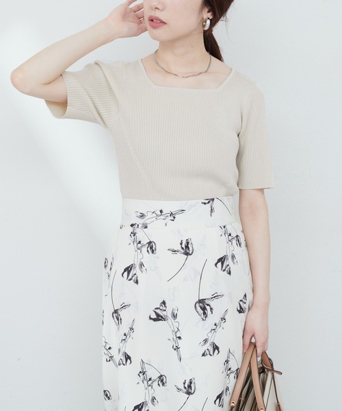 natural couture（ナチュラルクチュール）の「【ako】前後2WAYリブニットプルオーバー（ニット/セーター・レディース・モカ/オフホワイト/レッド/ブラック・FREE）」の2枚目の写真