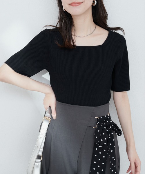 natural couture（ナチュラルクチュール）の「【ako】前後2WAYリブニットプルオーバー（ニット/セーター・レディース・モカ/オフホワイト/レッド/ブラック・FREE）」の3枚目の写真