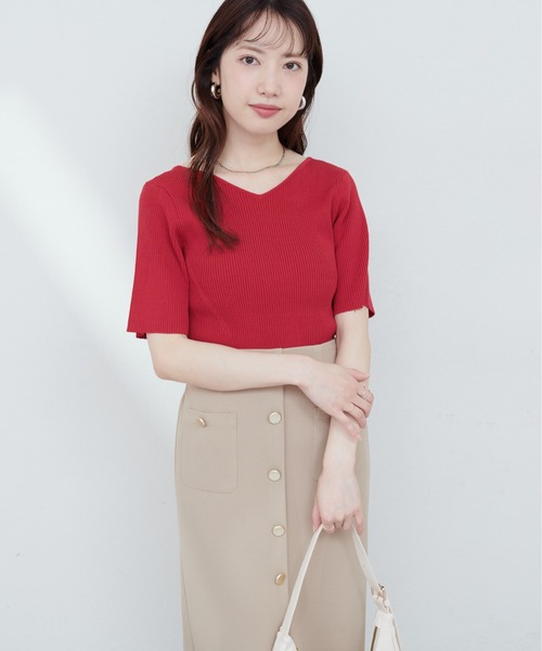 natural couture（ナチュラルクチュール）の「【ako】前後2WAYリブニットプルオーバー（ニット/セーター・レディース・モカ/オフホワイト/レッド/ブラック・FREE）」の16枚目の写真