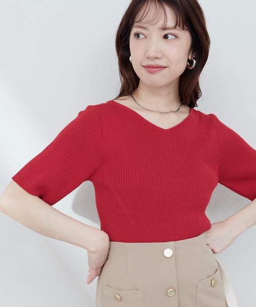 natural couture（ナチュラルクチュール）の「【ako】前後2WAYリブニットプルオーバー（ニット/セーター・レディース・モカ/オフホワイト/レッド/ブラック・FREE）」の15枚目の写真