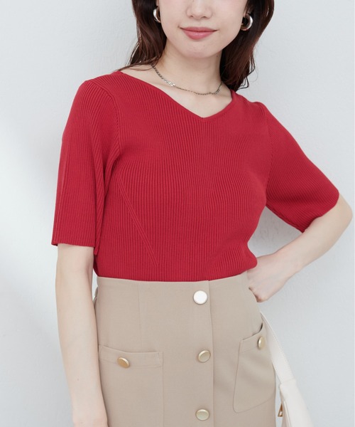 natural couture（ナチュラルクチュール）の「【ako】前後2WAYリブニットプルオーバー（ニット/セーター・レディース・モカ/オフホワイト/レッド/ブラック・FREE）」の14枚目の写真