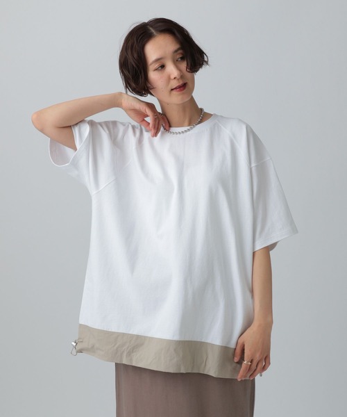 LEPSIM(レプシィム)の「ラグラン異素材5分袖プルオーバー 492547(Tシャツ/カットソー・レディース・アイボリー/オフホワイト/チャコールグレー・FREE)」の10枚目の写真