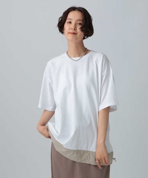 LEPSIM(レプシィム)の「ラグラン異素材5分袖プルオーバー 492547(Tシャツ/カットソー・レディース・アイボリー/オフホワイト/チャコールグレー・FREE)」の9枚目の写真