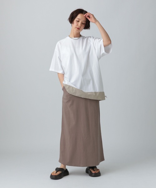 LEPSIM(レプシィム)の「ラグラン異素材5分袖プルオーバー 492547(Tシャツ/カットソー・レディース・アイボリー/オフホワイト/チャコールグレー・FREE)」の6枚目の写真
