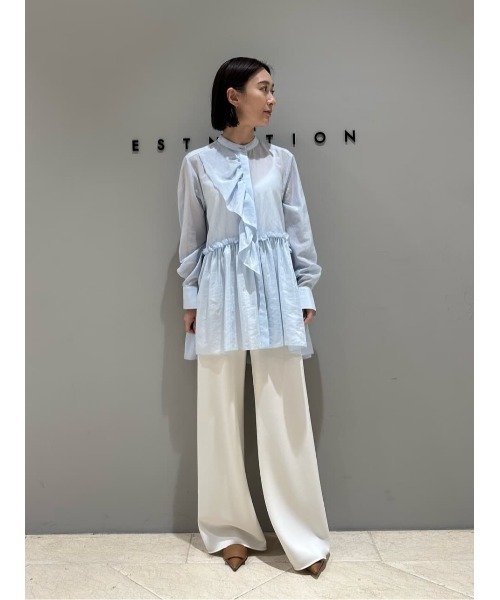 ESTNATION(エストネーション)の「【復刻】ESTNATION / コットンシルク フリルチュニックブラウス(シャツ/ブラウス・レディース・ホワイト/ブラック/ライトブルー・FREE)」の22枚目の写真