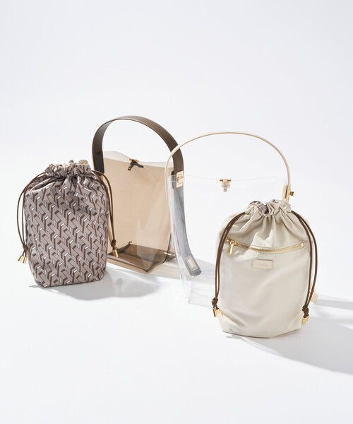 story.（ストーリー）の「【story.(ストーリー)】リバーシブル巾着付きクリアバッグ（ハンドバッグ・レディース・ホワイト/モカ・FREE）」の3枚目の写真