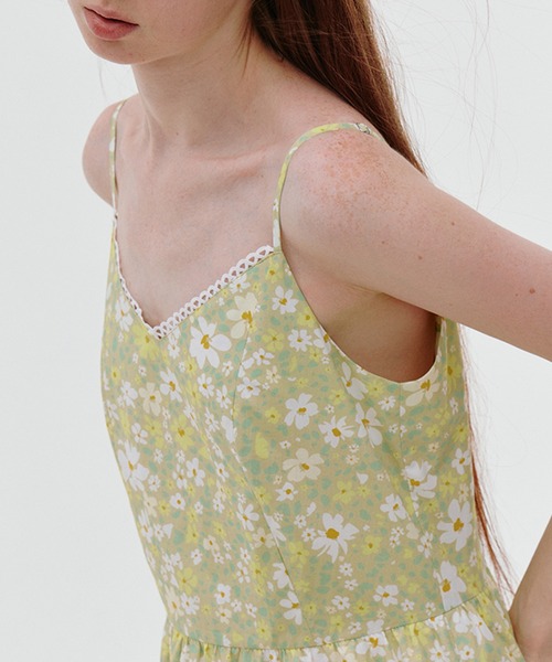 フラワープリント ティアードフリル キャミワンピース FX25L059【Fano