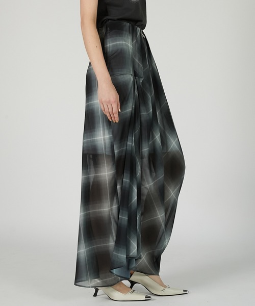 スカート PRANK PROJECT Draped Sheer Check Skirt Draped Sheer Check Skirt
