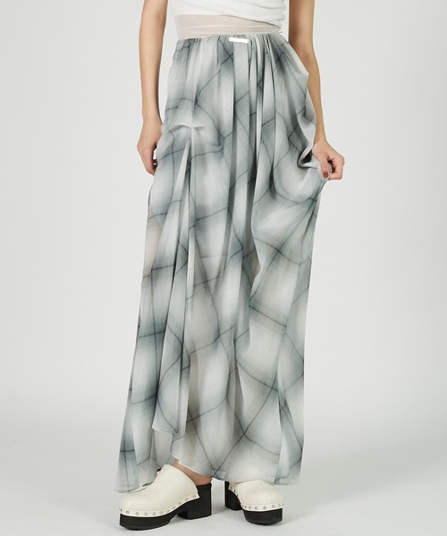 ドレープシアーチェックスカート / Draped Sheer Check Skirt