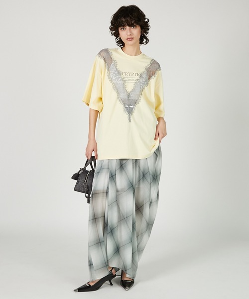 PRANK PROJECT(プランクプロジェクト)の「ドレープシアーチェックスカート / Draped Sheer Check Skirt(スカート・レディース・ブラック/ホワイト・36/38)」の4枚目の写真