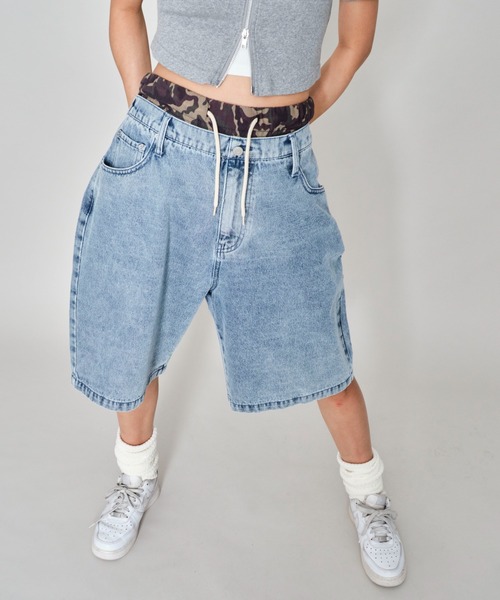 WEGO（ウィゴー）の「WEGO/ボクサードッキングデニムショーツ（デニムパンツ・メンズ・ブラック系2/スカイブルー・MEDIUM/LARGE）」の2枚目の写真