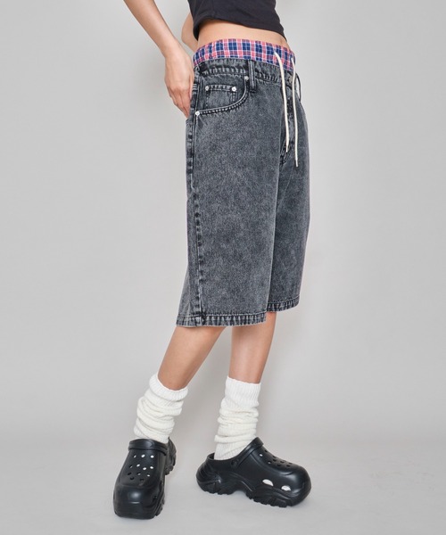 WEGO（ウィゴー）の「WEGO/ボクサードッキングデニムショーツ（デニムパンツ・メンズ・ブラック系2/スカイブルー・MEDIUM/LARGE）」の6枚目の写真