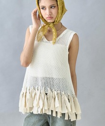 Settimissimo | テープヤーン 透かし編み フリンジ ニット(ニット/セーター)