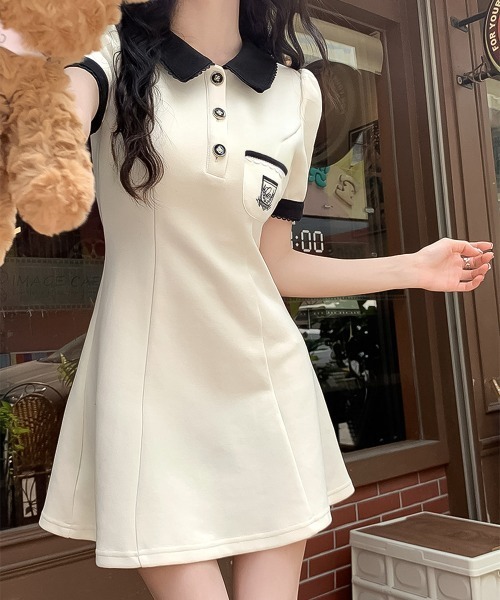 blackdia ocean(ブラックダイヤオーシャン)の「blackdia ocean レトロキュートフレアワンピース(ワンピース・レディース・ブラック/ベージュ・LARGE/MEDIUM/SMALL)」の1枚目の写真