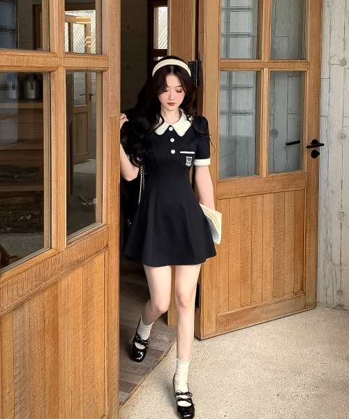 blackdia ocean(ブラックダイヤオーシャン)の「blackdia ocean レトロキュートフレアワンピース(ワンピース・レディース・ブラック/ベージュ・LARGE/MEDIUM/SMALL)」の5枚目の写真