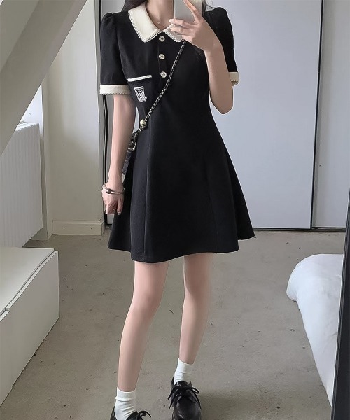 blackdia ocean(ブラックダイヤオーシャン)の「blackdia ocean レトロキュートフレアワンピース(ワンピース・レディース・ブラック/ベージュ・LARGE/MEDIUM/SMALL)」の10枚目の写真