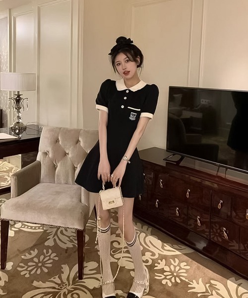 blackdia ocean(ブラックダイヤオーシャン)の「blackdia ocean レトロキュートフレアワンピース(ワンピース・レディース・ブラック/ベージュ・LARGE/MEDIUM/SMALL)」の12枚目の写真