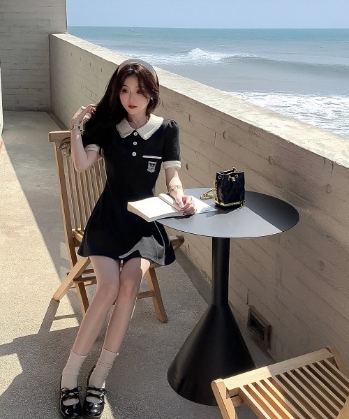 blackdia ocean(ブラックダイヤオーシャン)の「blackdia ocean レトロキュートフレアワンピース(ワンピース・レディース・ブラック/ベージュ・LARGE/MEDIUM/SMALL)」の6枚目の写真