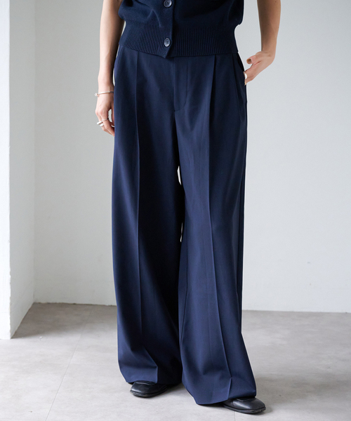 OUTDOOR PRODUCTS（アウトドアプロダクツ）の「追加 PEトロピカルバックゴムスラックス（スラックス・レディース・ネイビー/ベージュ/チャコールグレー・38/36）」の3枚目の写真