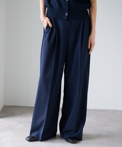 OUTDOOR PRODUCTS（アウトドアプロダクツ）の「追加 PEトロピカルバックゴムスラックス（スラックス・レディース・ネイビー/ベージュ/チャコールグレー・38/36）」の6枚目の写真