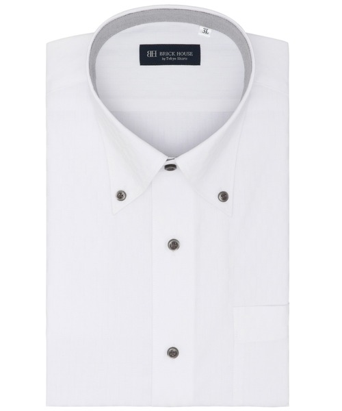 TOKYO SHIRTS(トウキョウシャツ)の「【吸水速乾】 形態安定ノンアイロン ボタンダウン 半袖ビジネスワイシャツ(大きいサイズ)(ビジネスシャツ・メンズ・ホワイト・首回り45cm/首回り47cm)」の1枚目の写真