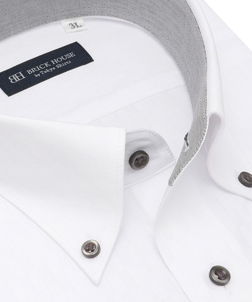 TOKYO SHIRTS(トウキョウシャツ)の「【吸水速乾】 形態安定ノンアイロン ボタンダウン 半袖ビジネスワイシャツ(大きいサイズ)(ビジネスシャツ・メンズ・ホワイト・首回り45cm/首回り47cm)」の5枚目の写真