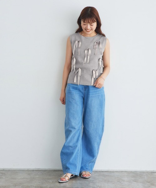 Pierrot(ピエロ)の「リボンモチーフノースリーブニット(ニット/セーター・レディース・ブラック/グレー系その他・M/L)」の17枚目の写真