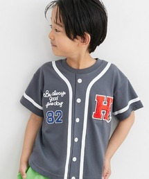 QUNTSTYLE（キュントスタイル）の「【ビッグシルエット】<半袖Tシャツ>ベースボールシャツ風（Tシャツ/カットソー・キッズ）」