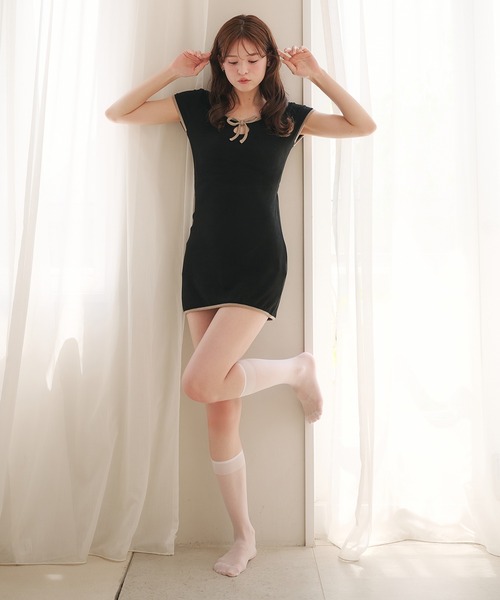 fupel バックオープンリブニットワンピース back open rib knit onepiece / バックオープンリブニット