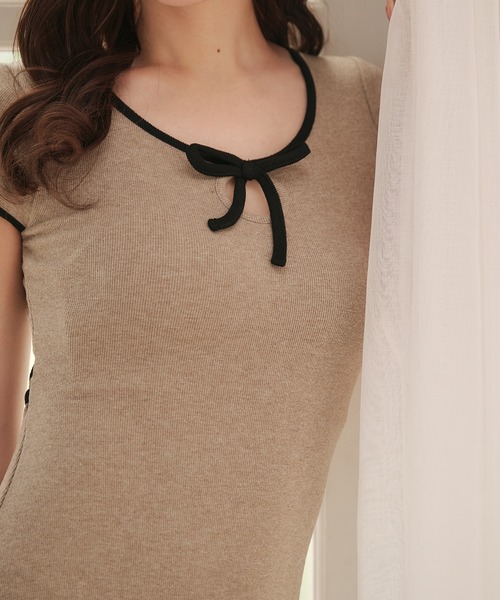 fupel バックオープンリブニットワンピース back open rib knit onepiece / バックオープンリブニット