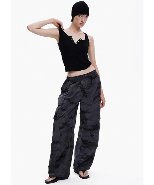 セール】3カラー ルーズフィット ナイロン カモフラ柄 パラシュート