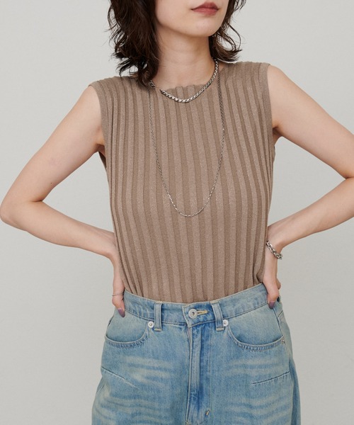 LARUTA（ラルータ）の「【LARUTA】［Web限定］ラメ入りボートネックニット（ニット/セーター・レディース・ブラウン/モカ/ネイビー/ベージュ・MEDIUM）」の10枚目の写真