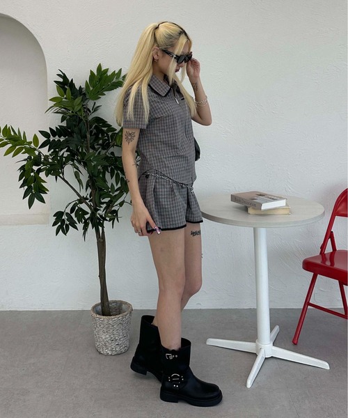 sedacle girl（セダクルガール）の「ダブルジップチェックシャツ【SETUP　着用可能】（シャツ/ブラウス・レディース・グレー・SMALL/MEDIUM）」の13枚目の写真