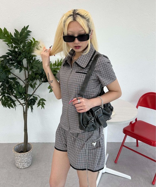 sedacle girl（セダクルガール）の「ダブルジップチェックシャツ【SETUP　着用可能】（シャツ/ブラウス・レディース・グレー・SMALL/MEDIUM）」の10枚目の写真