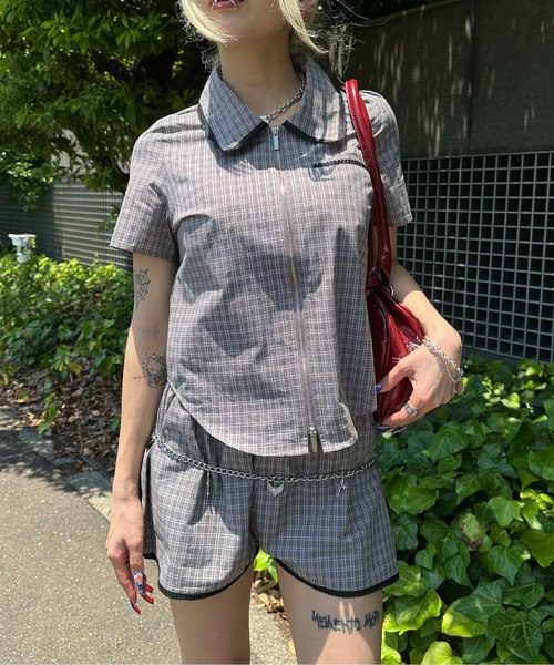 sedacle girl（セダクルガール）の「ダブルジップチェックシャツ【SETUP　着用可能】（シャツ/ブラウス・レディース・グレー・SMALL/MEDIUM）」の3枚目の写真