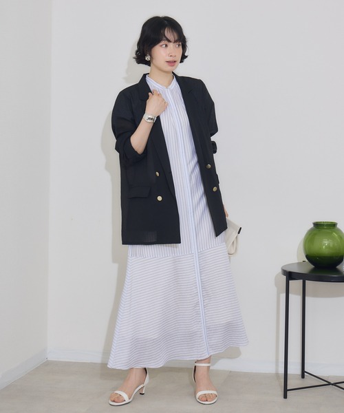 KATHARINE ROSS（キャサリンロス）の「【KATHARINE ROSS】リネン調ダブルジャケット（テーラードジャケット・レディース・ブラック/ブラウン・MEDIUM）」の3枚目の写真