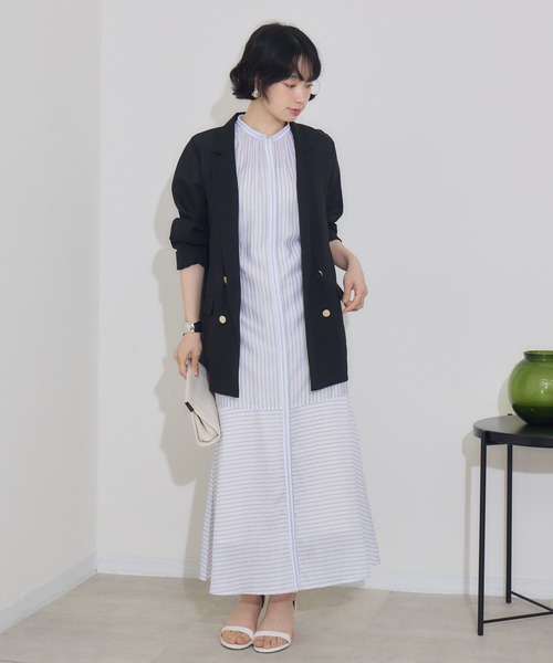 KATHARINE ROSS（キャサリンロス）の「【KATHARINE ROSS】リネン調ダブルジャケット（テーラードジャケット・レディース・ブラック/ブラウン・MEDIUM）」の4枚目の写真