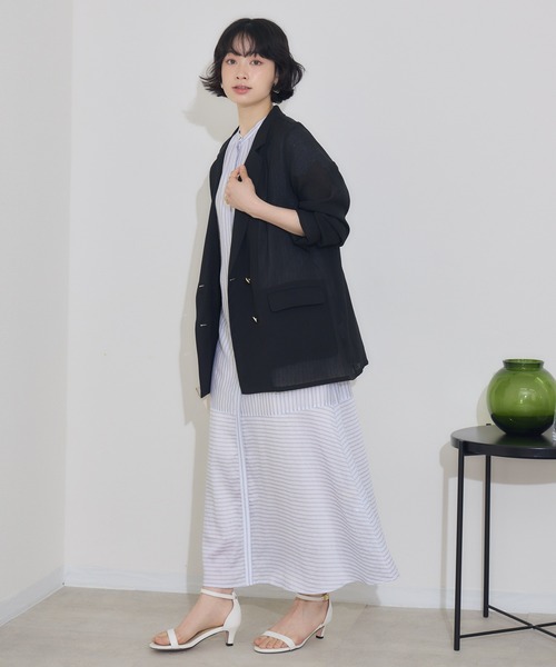 KATHARINE ROSS（キャサリンロス）の「【KATHARINE ROSS】リネン調ダブルジャケット（テーラードジャケット・レディース・ブラック/ブラウン・MEDIUM）」の5枚目の写真