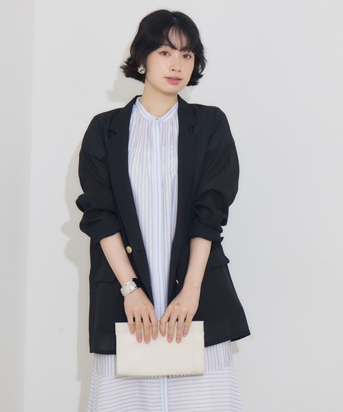 KATHARINE ROSS（キャサリンロス）の「【KATHARINE ROSS】リネン調ダブルジャケット（テーラードジャケット・レディース・ブラック/ブラウン・MEDIUM）」の7枚目の写真