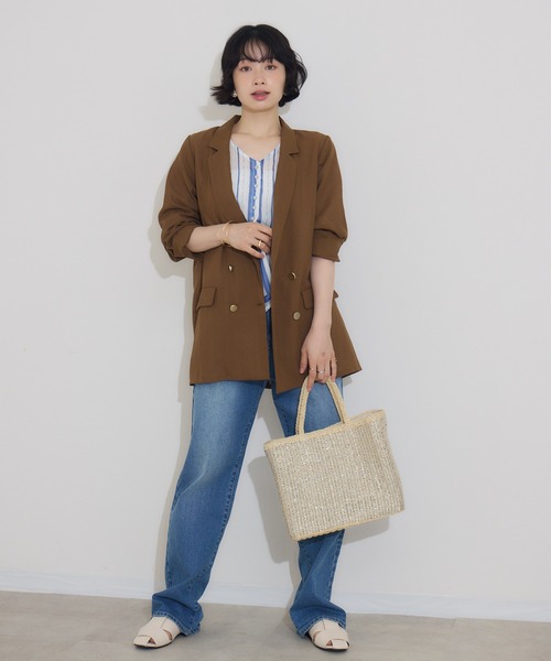 KATHARINE ROSS（キャサリンロス）の「【KATHARINE ROSS】リネン調ダブルジャケット（テーラードジャケット・レディース・ブラック/ブラウン・MEDIUM）」の11枚目の写真