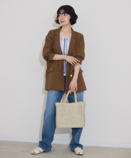 KATHARINE ROSS（キャサリンロス）の「【KATHARINE ROSS】リネン調ダブルジャケット（テーラードジャケット・レディース・ブラック/ブラウン・MEDIUM）」の12枚目の写真