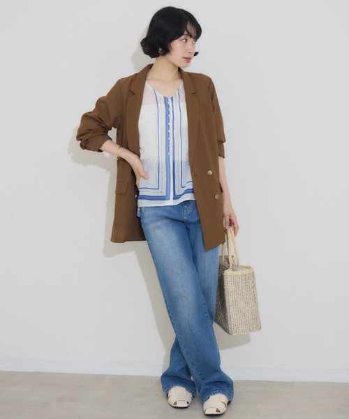 KATHARINE ROSS（キャサリンロス）の「【KATHARINE ROSS】リネン調ダブルジャケット（テーラードジャケット・レディース・ブラック/ブラウン・MEDIUM）」の14枚目の写真