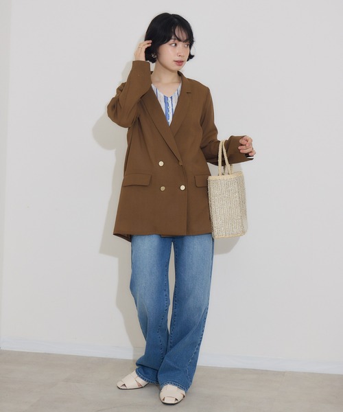 KATHARINE ROSS（キャサリンロス）の「【KATHARINE ROSS】リネン調ダブルジャケット（テーラードジャケット・レディース・ブラック/ブラウン・MEDIUM）」の15枚目の写真