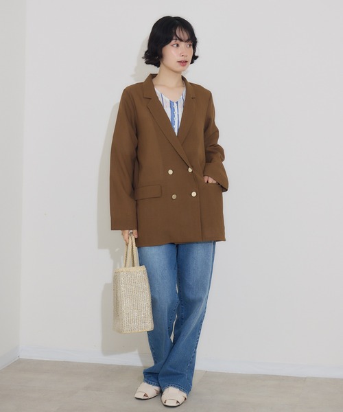 KATHARINE ROSS（キャサリンロス）の「【KATHARINE ROSS】リネン調ダブルジャケット（テーラードジャケット・レディース・ブラック/ブラウン・MEDIUM）」の16枚目の写真